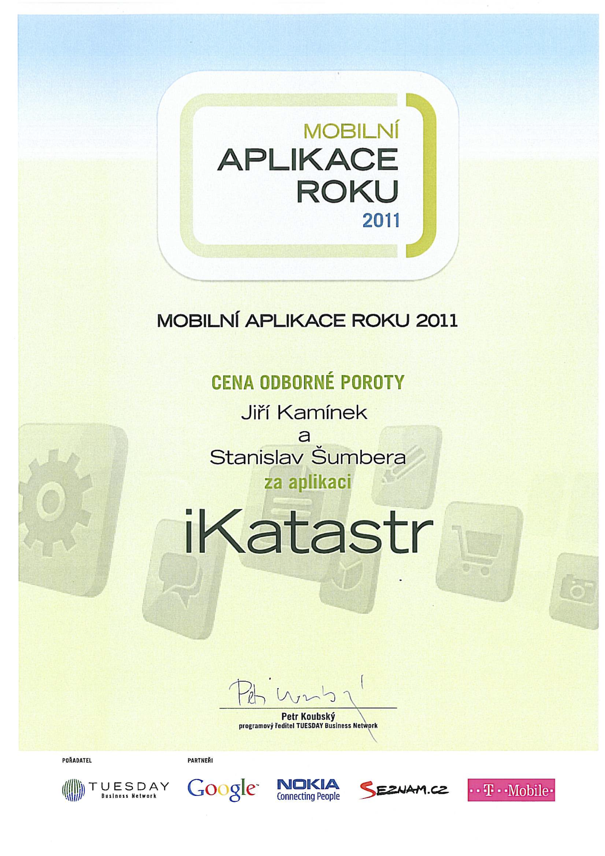 iKatastr awarded in Mobile Application of the 2011 challange in Czech